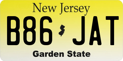 NJ license plate B86JAT