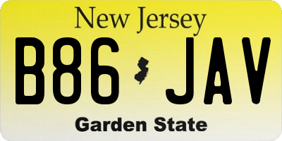 NJ license plate B86JAV