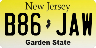 NJ license plate B86JAW