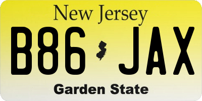 NJ license plate B86JAX