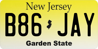 NJ license plate B86JAY