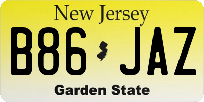 NJ license plate B86JAZ