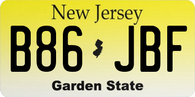 NJ license plate B86JBF