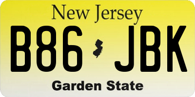 NJ license plate B86JBK