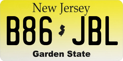 NJ license plate B86JBL