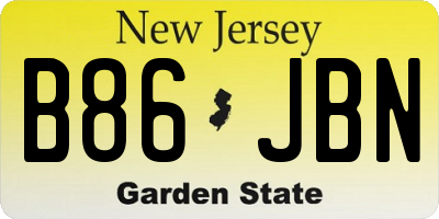 NJ license plate B86JBN