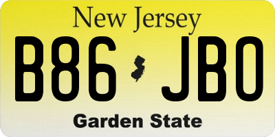NJ license plate B86JBO