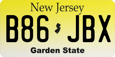 NJ license plate B86JBX