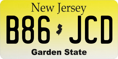 NJ license plate B86JCD
