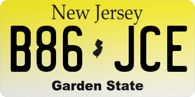 NJ license plate B86JCE