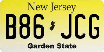 NJ license plate B86JCG