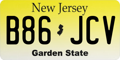 NJ license plate B86JCV