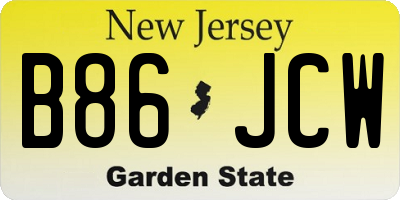 NJ license plate B86JCW