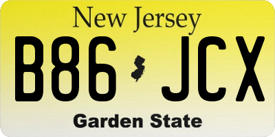 NJ license plate B86JCX