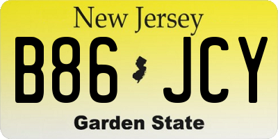 NJ license plate B86JCY