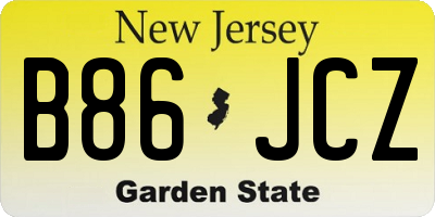 NJ license plate B86JCZ