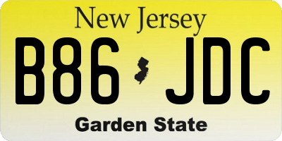 NJ license plate B86JDC