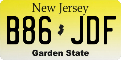 NJ license plate B86JDF