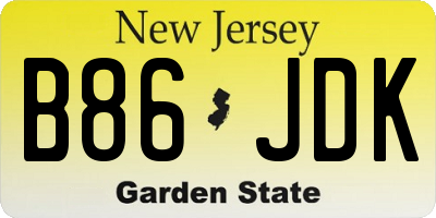NJ license plate B86JDK