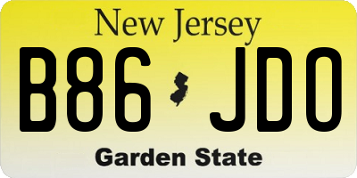 NJ license plate B86JDO