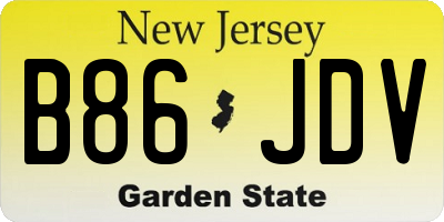 NJ license plate B86JDV