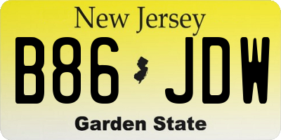 NJ license plate B86JDW