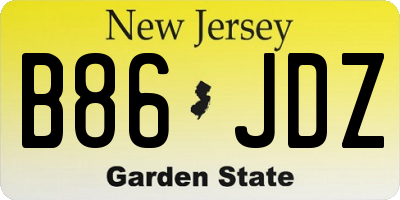NJ license plate B86JDZ