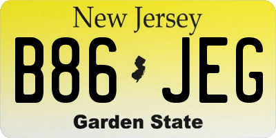 NJ license plate B86JEG