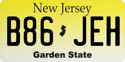 NJ license plate B86JEH