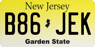 NJ license plate B86JEK