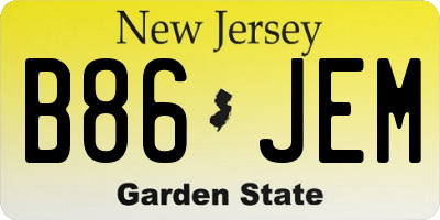 NJ license plate B86JEM
