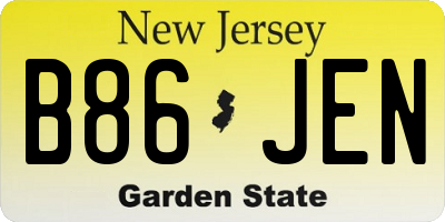 NJ license plate B86JEN