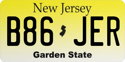 NJ license plate B86JER