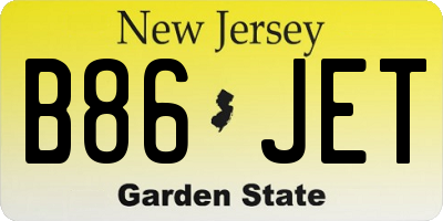 NJ license plate B86JET
