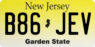 NJ license plate B86JEV