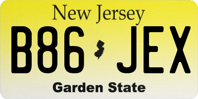 NJ license plate B86JEX