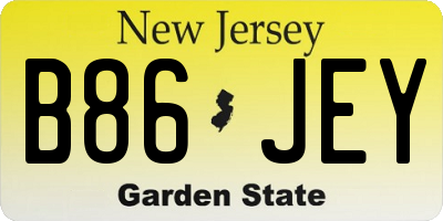 NJ license plate B86JEY