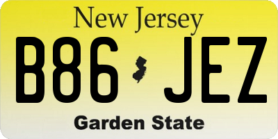 NJ license plate B86JEZ