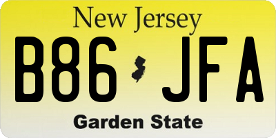 NJ license plate B86JFA