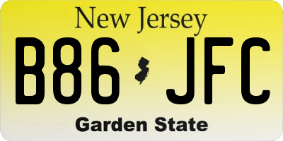 NJ license plate B86JFC