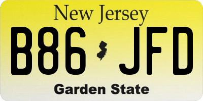 NJ license plate B86JFD