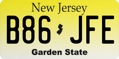 NJ license plate B86JFE
