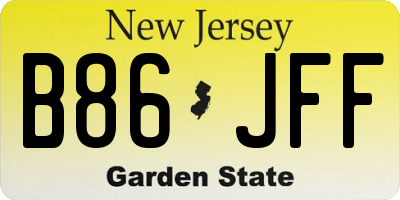 NJ license plate B86JFF