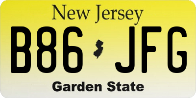 NJ license plate B86JFG