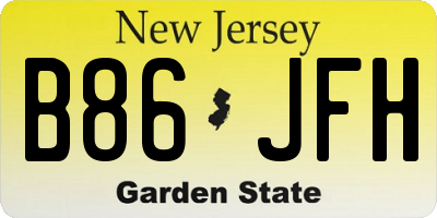 NJ license plate B86JFH