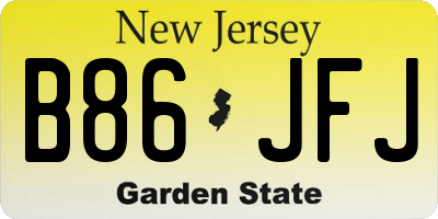 NJ license plate B86JFJ