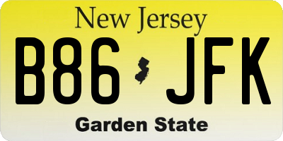 NJ license plate B86JFK