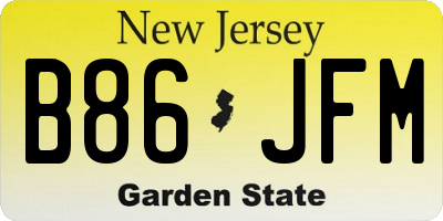 NJ license plate B86JFM