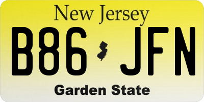 NJ license plate B86JFN