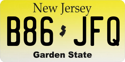 NJ license plate B86JFQ